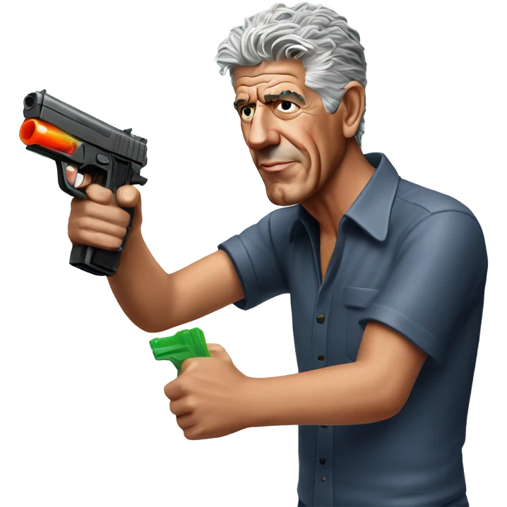 Anthony bourdain with a water pistol  emoji