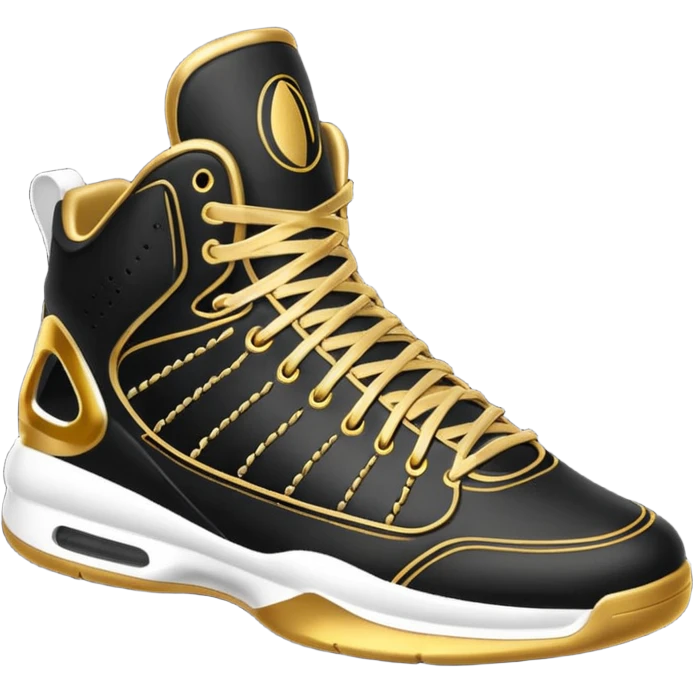 a basketball shoe with gold laces emoji