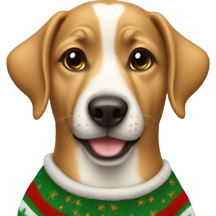 Dog wearing Christmas sweater emoji