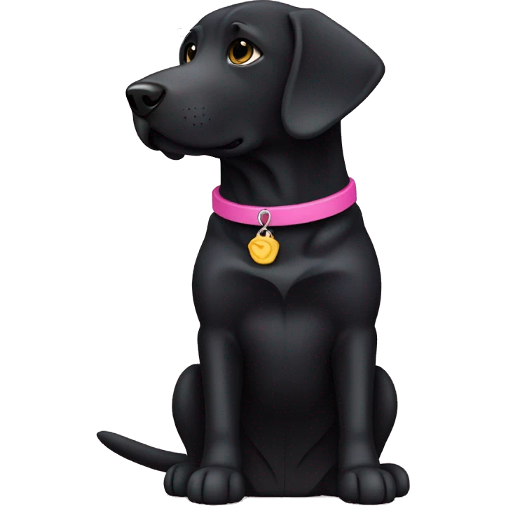 Black lab with pink collar emoji