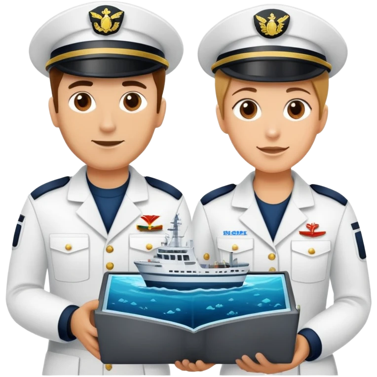 Marine geologists using sonar equipment to map ocean floor features from research vessel emoji