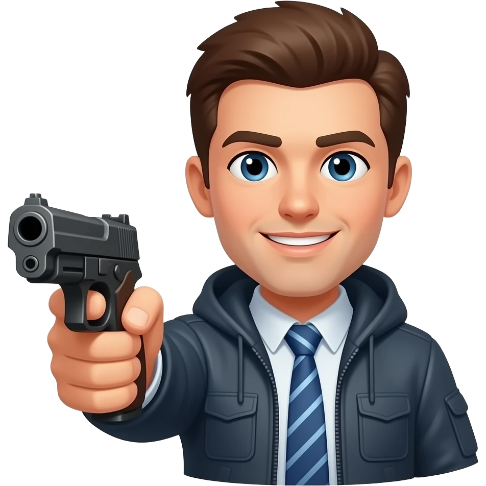 Emoji face holding a gun emoji