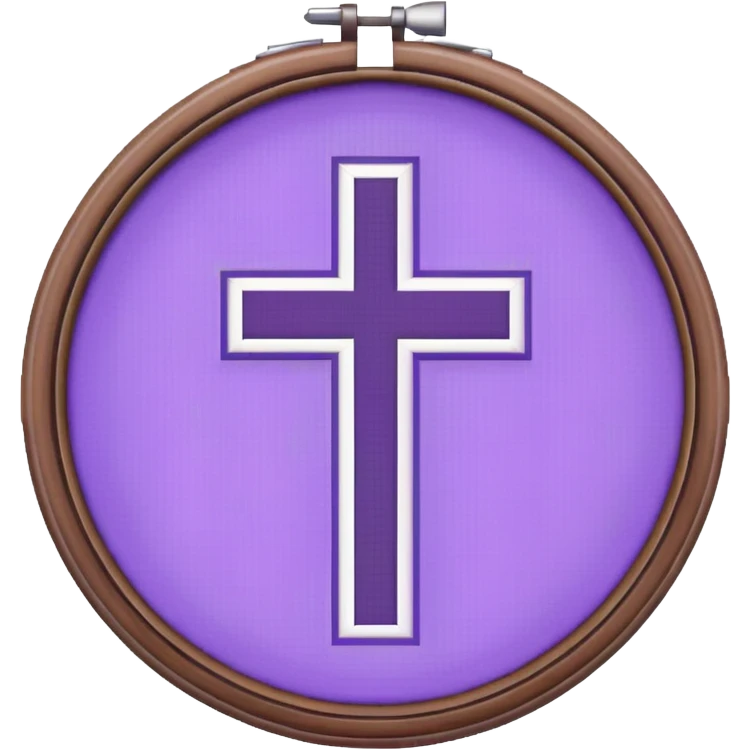 Pixelated Lavender inside a round pastel purple-whitish Cross stitch frame  emoji