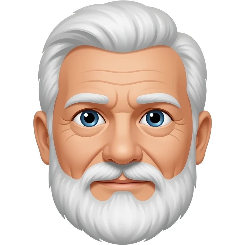 Señor con barba blanca y cabello blanco y la barba es un poco grande emoji