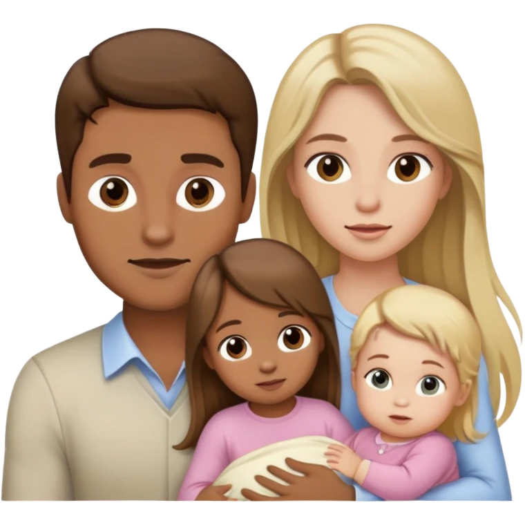 Brown hair man, long Brown hair woman, blonde baby girl  emoji