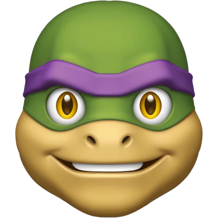 Donatello from Teenage Mutant Ninja Turtles, emoji style, head only, with a yellow hacking interface on the screen emoji