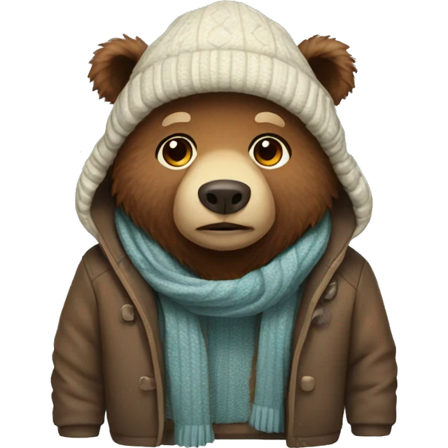 brown bear in winter clothes emoji