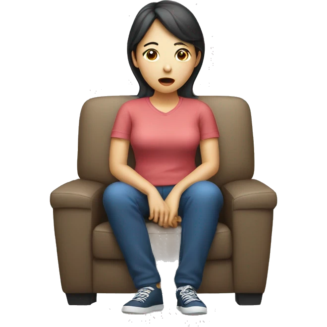 A Korean woman watching TV with a blank expression. emoji