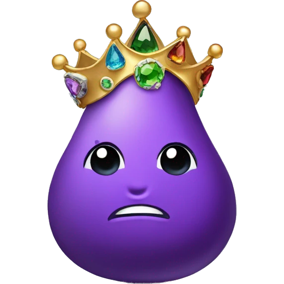A pear with a purple robe with each gem having enough detail to make a rock cry and a crown emoji