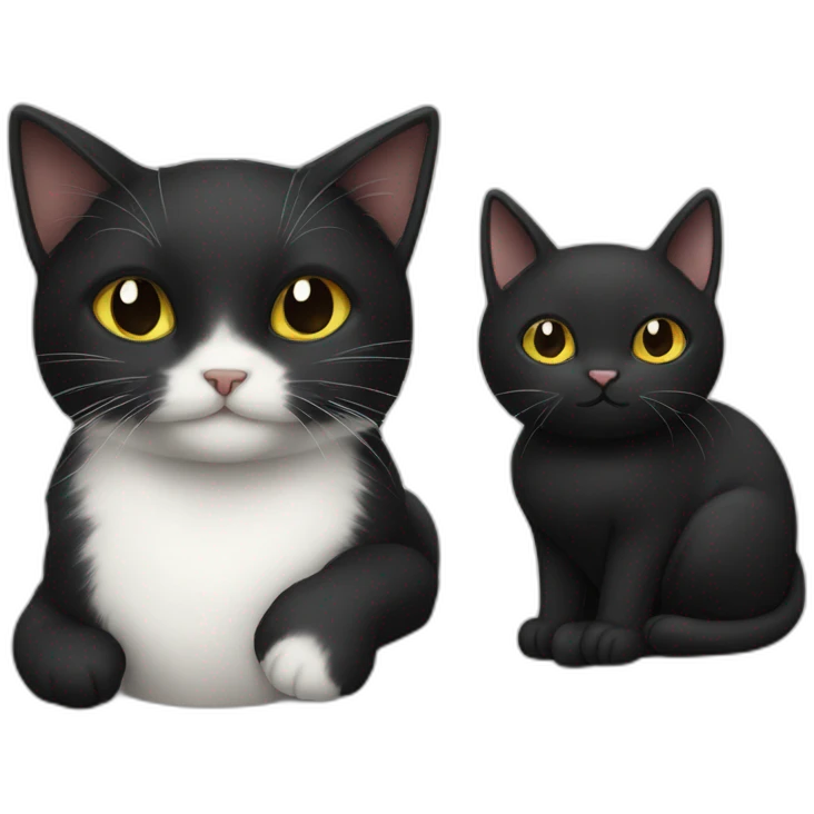black cat with another white cat emoji