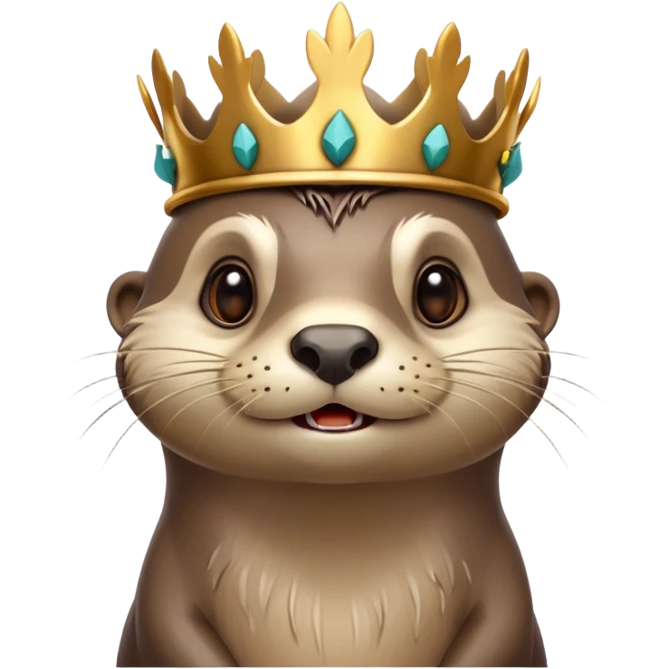 very anthropomorphic cartoon otter with highly expressive face in three-quarter profile view, exaggerated facial features, big expressive eyes, cartoony style, simple thorny stem wrapped horizontally around its forehead like Jesus Crown of thorns, very animated and emotive emoji