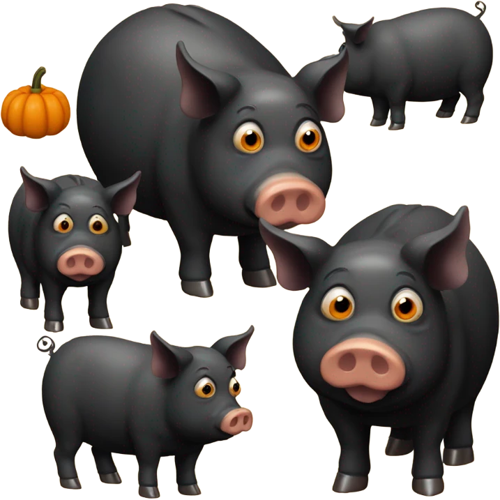 Black pig and old pumkins emoji