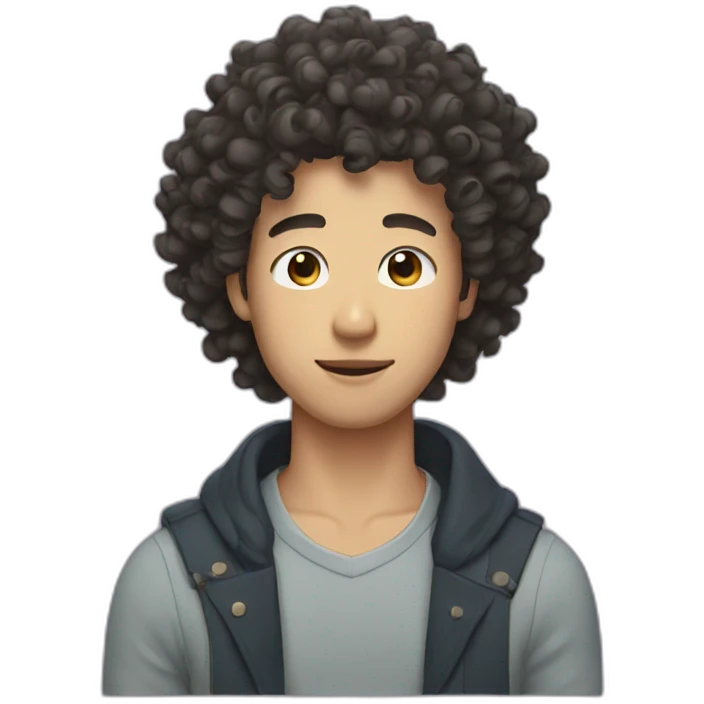 man with korean style curly hair emoji