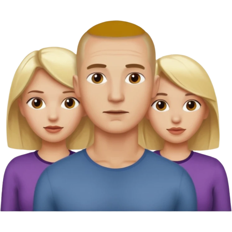 Two blonde women and a man with skin head  emoji