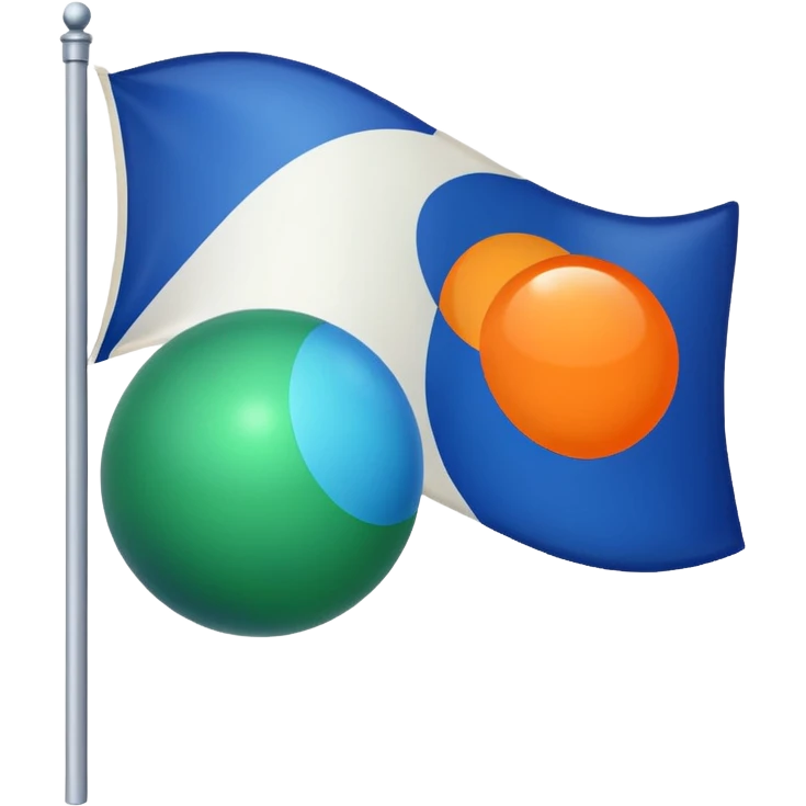 white flag up with a orange down with green and middle with blue ball emoji