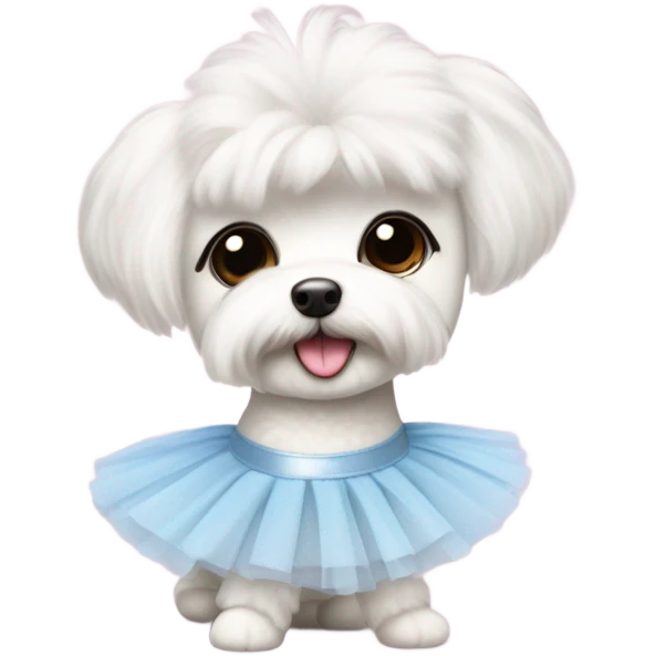 A Maltese bichon dancing ballet, who is very cute emoji