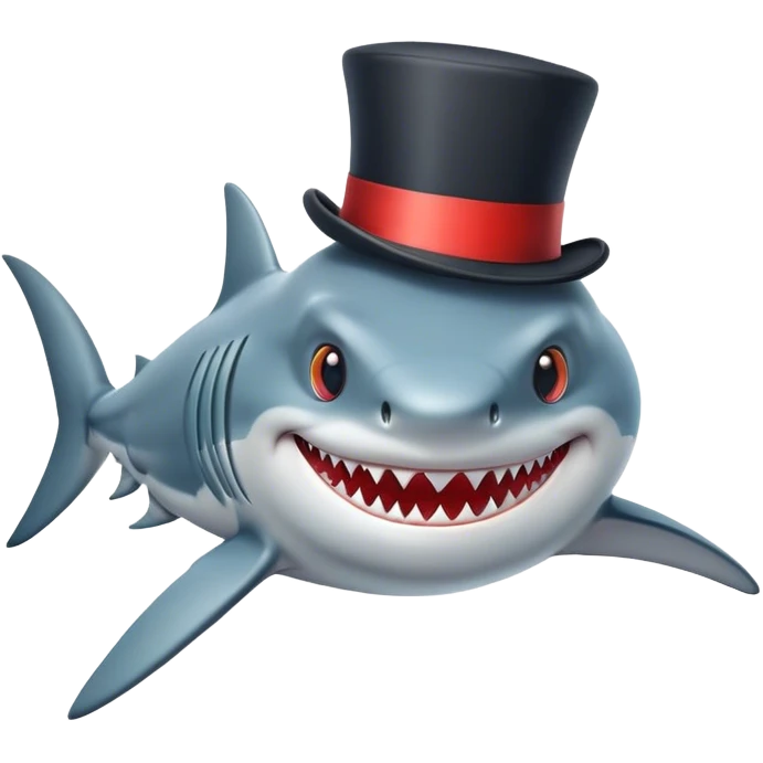 Shark with a top hat emoji