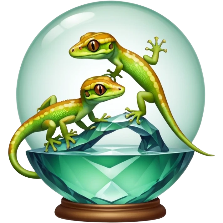 two-headed gecko on a crystal ball emoji