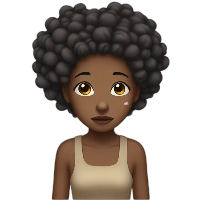 crying girl with 2 afro puffs emoji