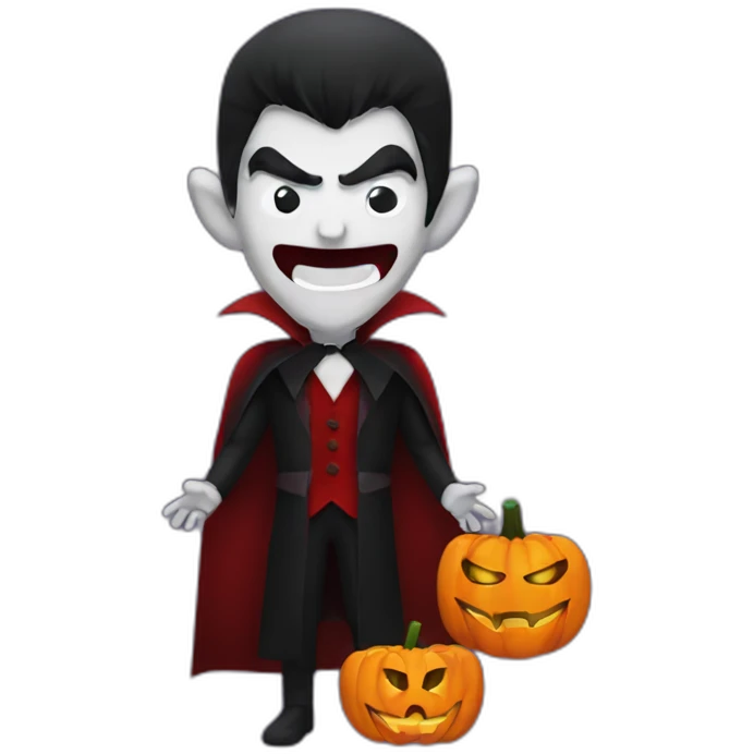 dracula with a jack-o-lantern emoji
