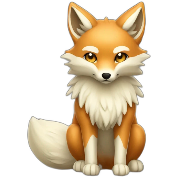beige nine tailed fox full body emoji