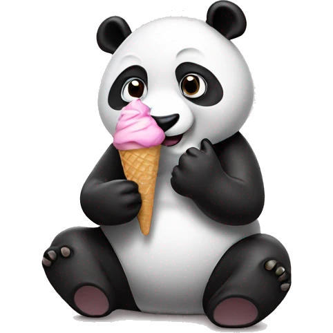 Panda eating ice cream emoji