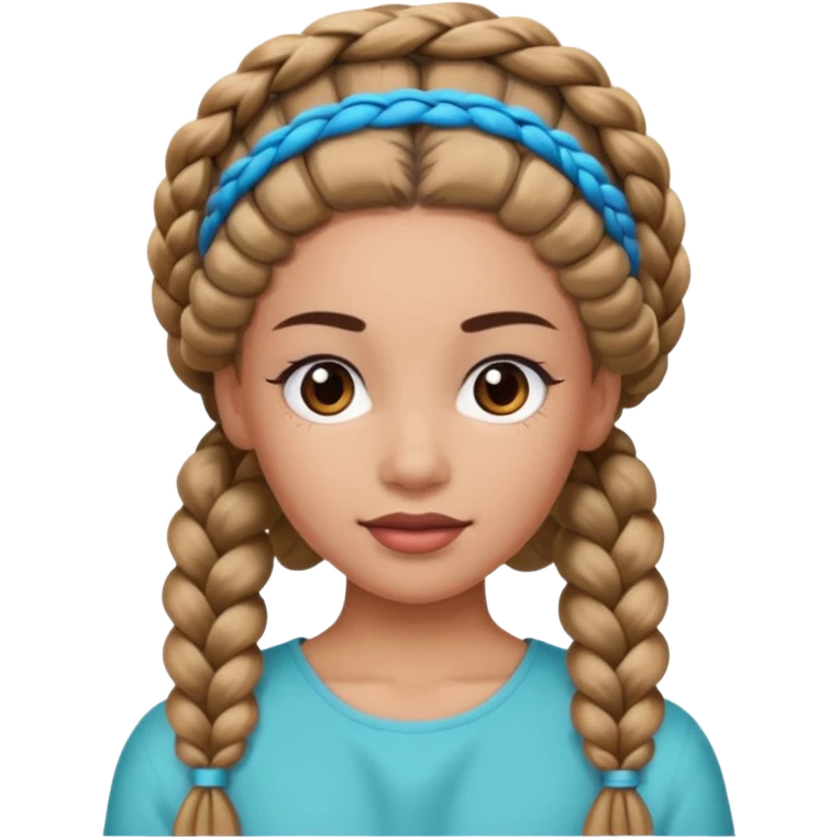 big braided woman face wiith big visible braids and headband emoji
