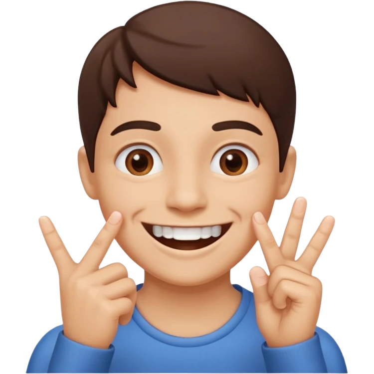 Smiley with his fingers between his teeth  emoji