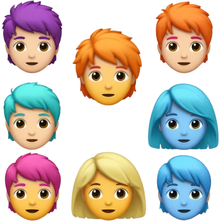 cabeza con pelo con diferentes colores emoji