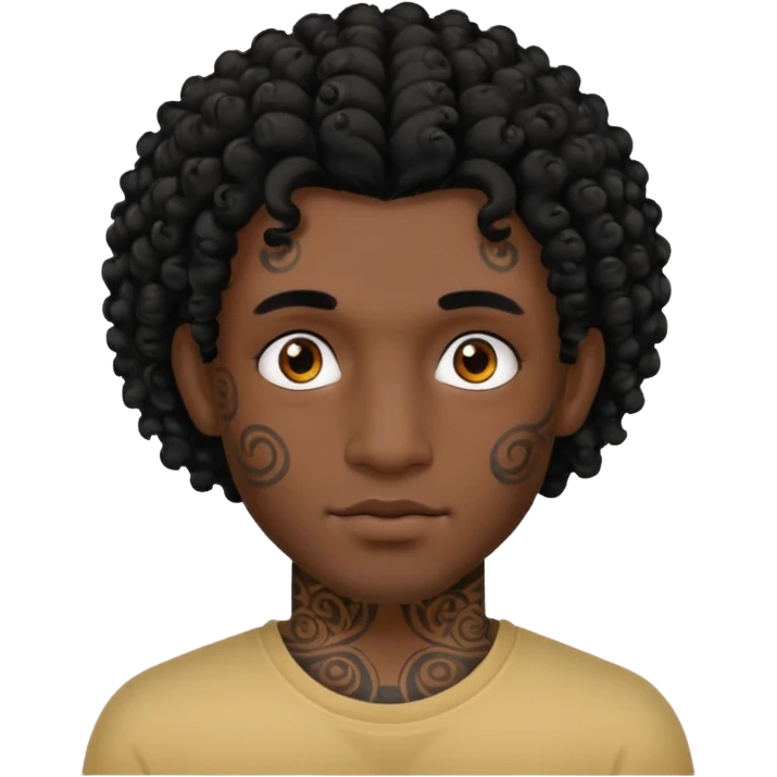 man curly hair and face tattoo emoji