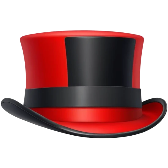red top hat with black band without bow, compact proportions emoji
