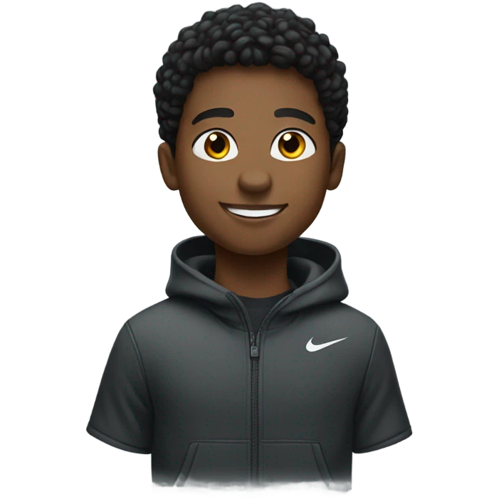 Black boy smiling in a Nike tech emoji