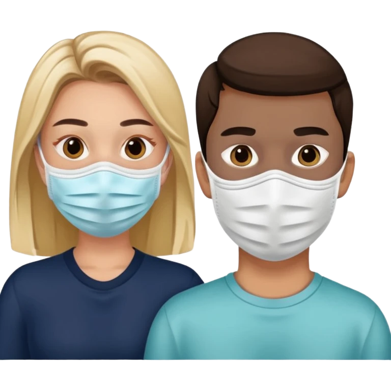 Девушка с парнем сделали маски для лица  emoji
