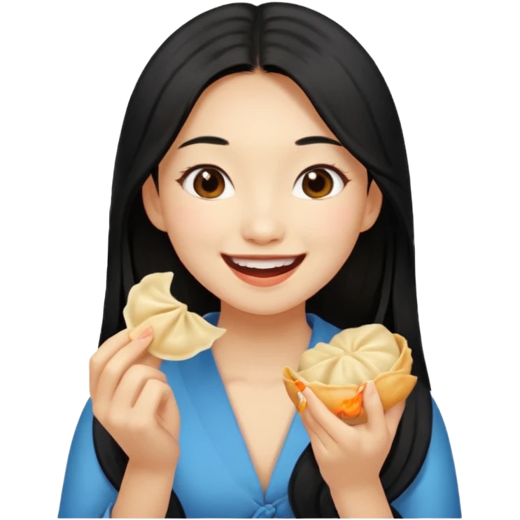 dumpling ginger woman long hair emoji