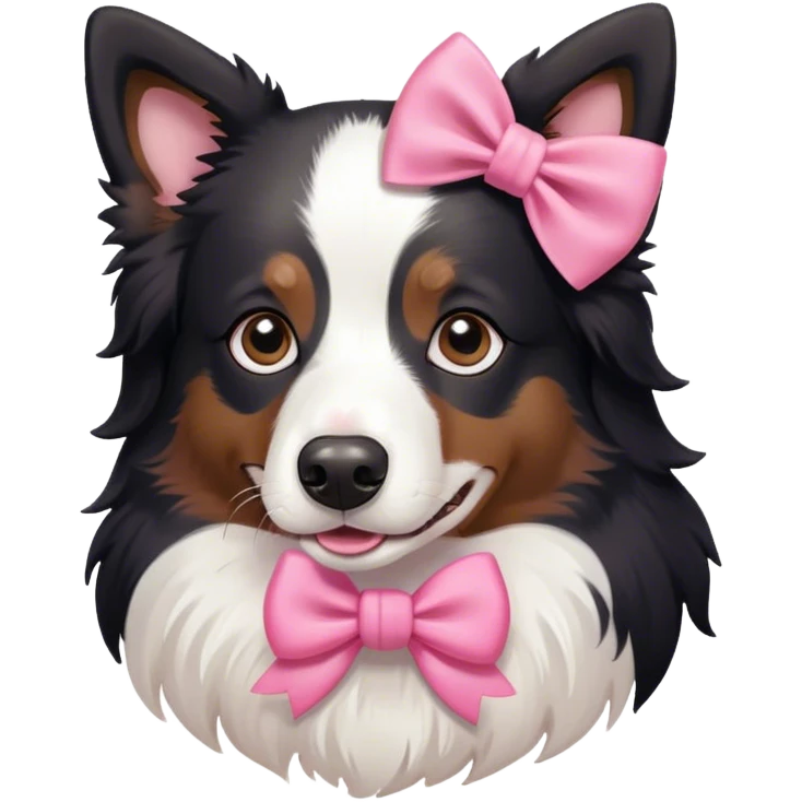Border collie with pink bow emoji
