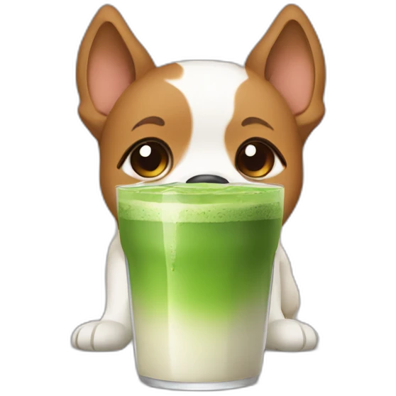 dog drinking matcha emoji