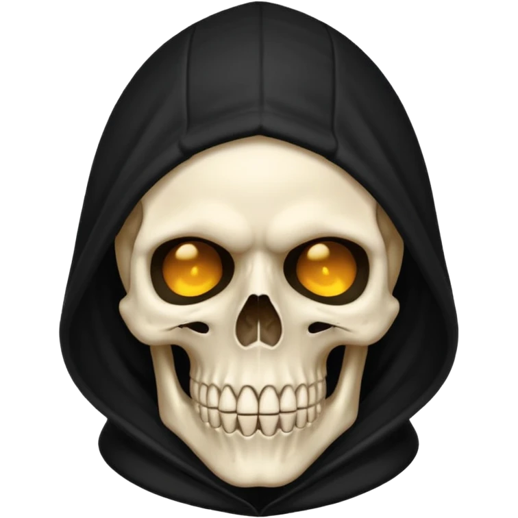 skull head, black hood, faux emoji