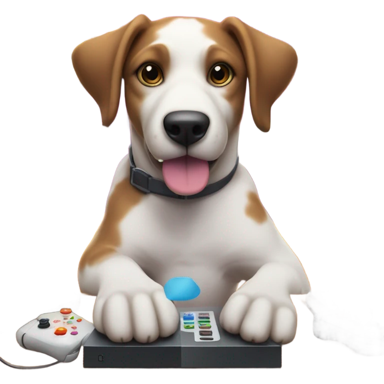 Dog playing video games emoji