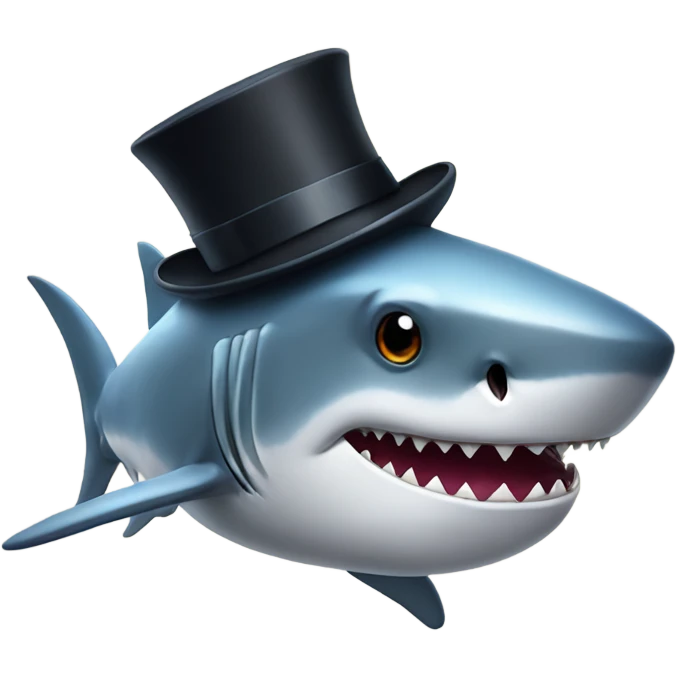 Shark with a top hat emoji