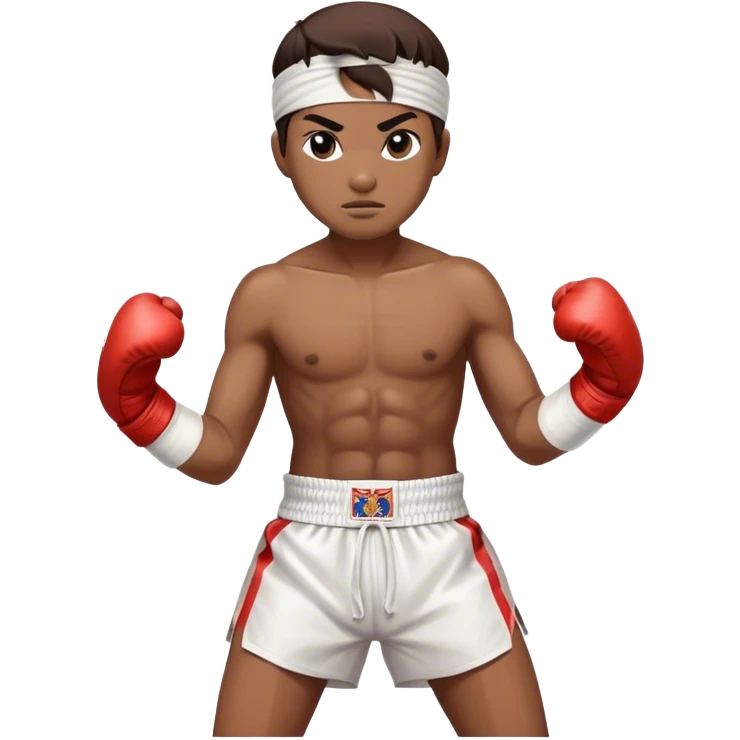 ​Cinematic Realistic Traditional Muay Thai Fighter, depicted in authentic attire featuring white bandaged gloves wrapped around his fists, a traditional headband tied neatly, and classic Muay Thai shorts, captured in a dynamic fighting stance under dramatic, high-energy lighting that highlights the raw power and elegance of the art, emoji