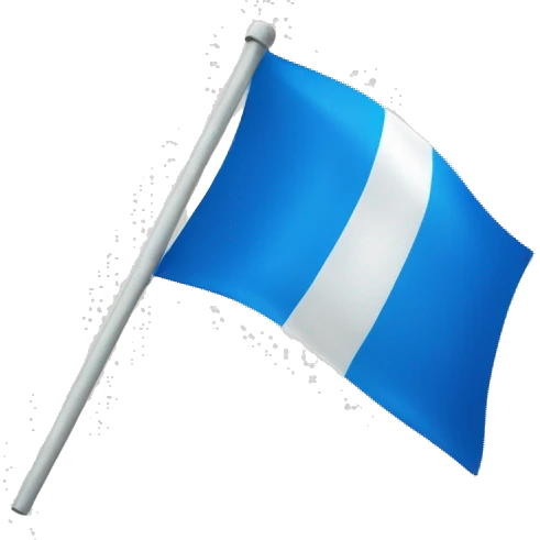 A blue flag with one White circle in center emoji