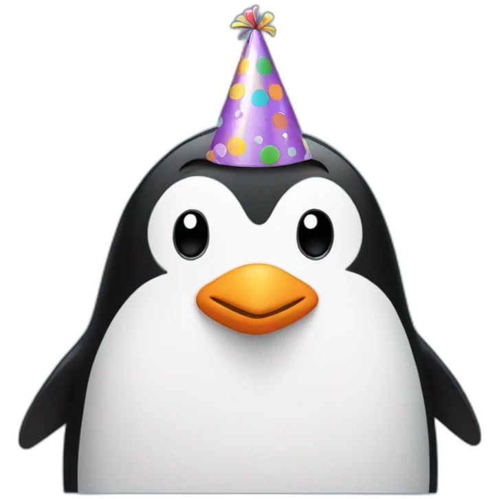 penguin with birthday hat emoji