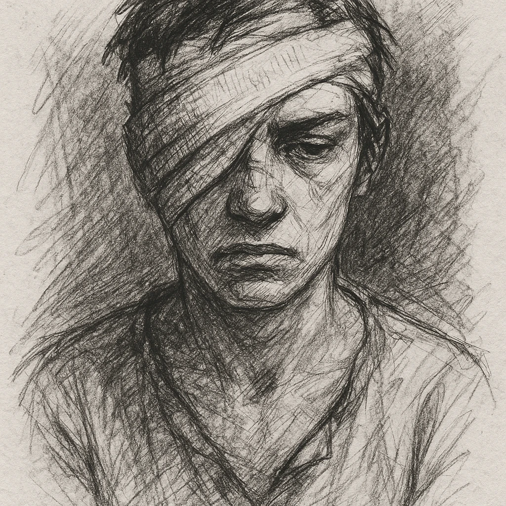 bandage, detailed graphite lines, pencil sketch style emoji