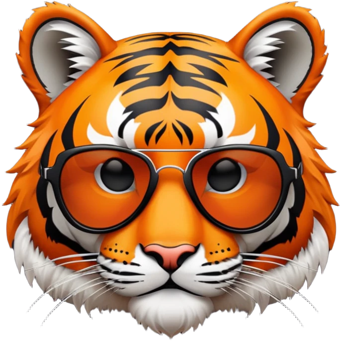 tiger face with deal with it sunglasses dropping down for Twitch emote emoji