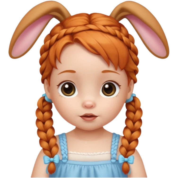 bunny ear accessory wearing baby ginger braided hair emoji