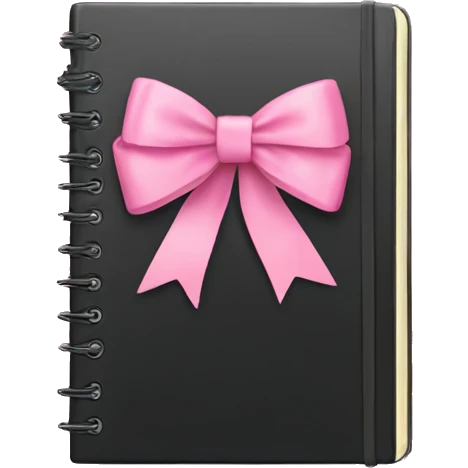 black notebook with pink bow on it emoji