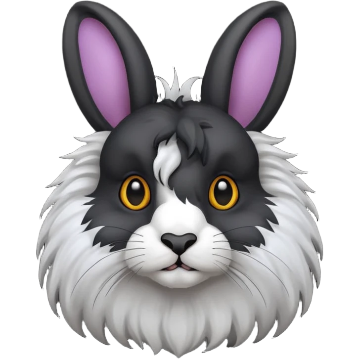 Black lionhead rabbit no white fur emoji
