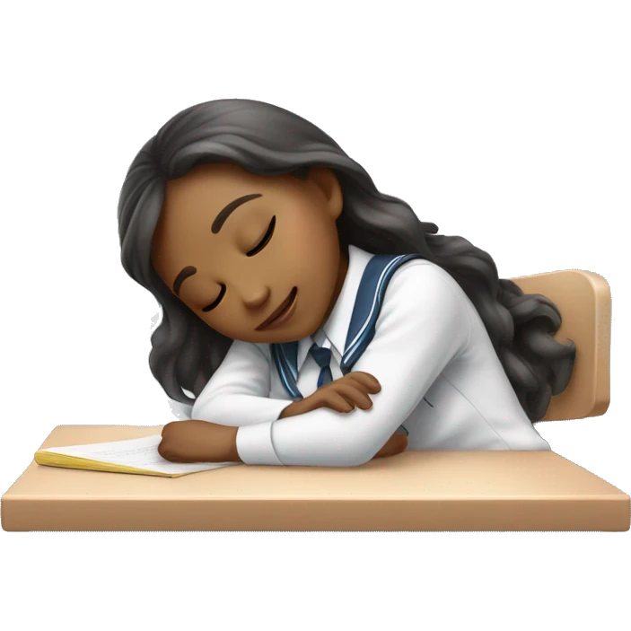 angelic school girl sleeping on desk in uniform emoji