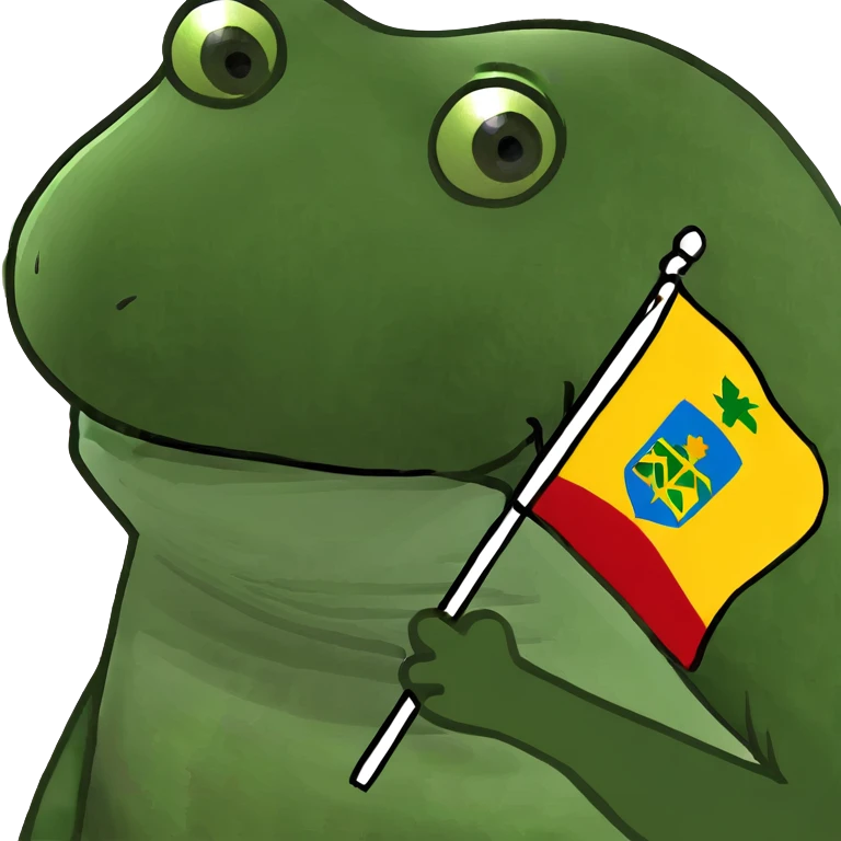 frog holding a Lithuanian flag emoji
