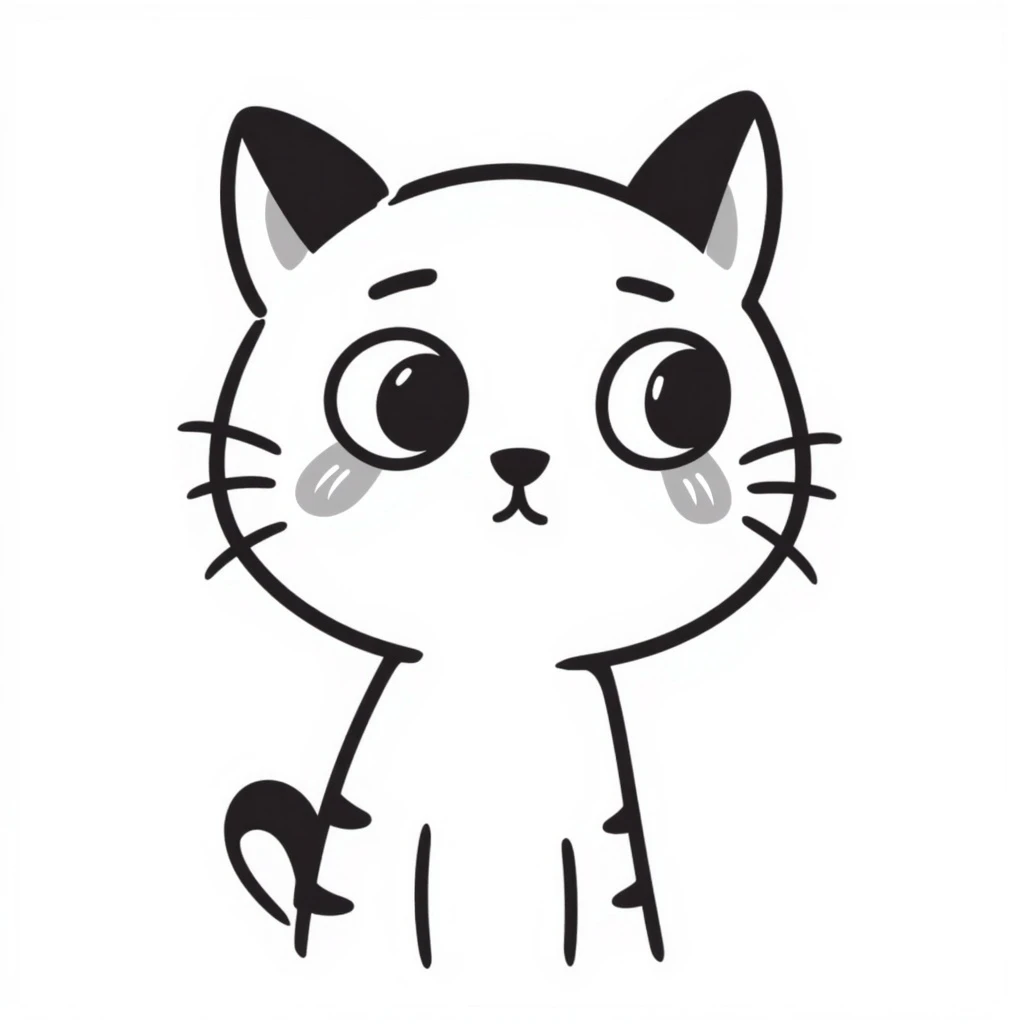 a cat crying cat crying, hand drawn doodle style emoji